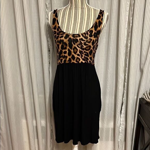 Leopard Print and Black Dress - Picture 1 of 6